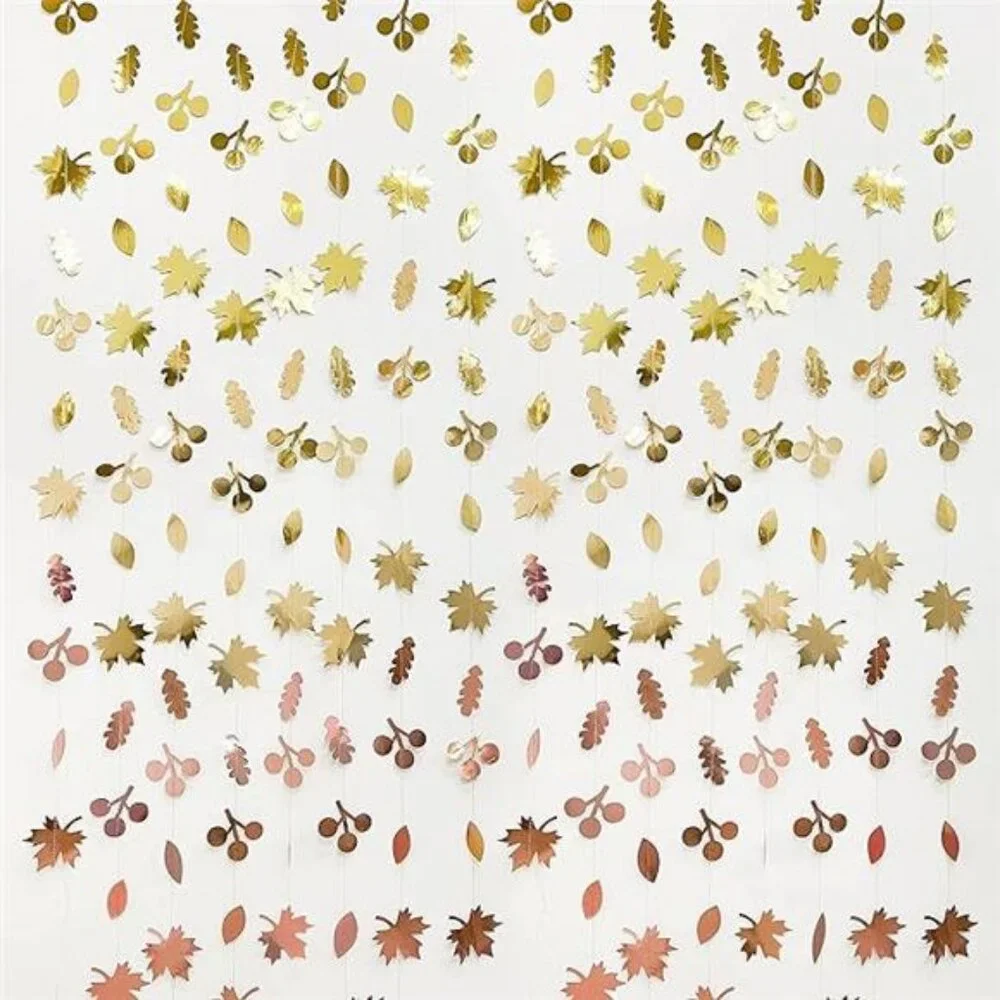 52Ft Fall Party Decorations Maple Leaf Garland Streamer Champagne Rose Gold